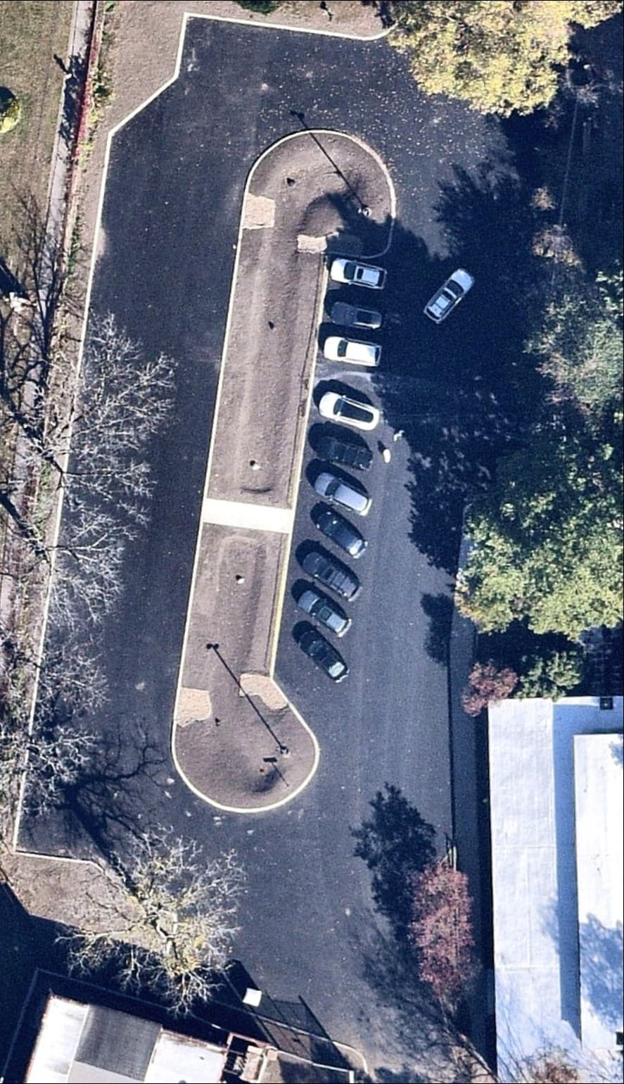 Aerial view of Hamden CT parking lot before pavement markings installation