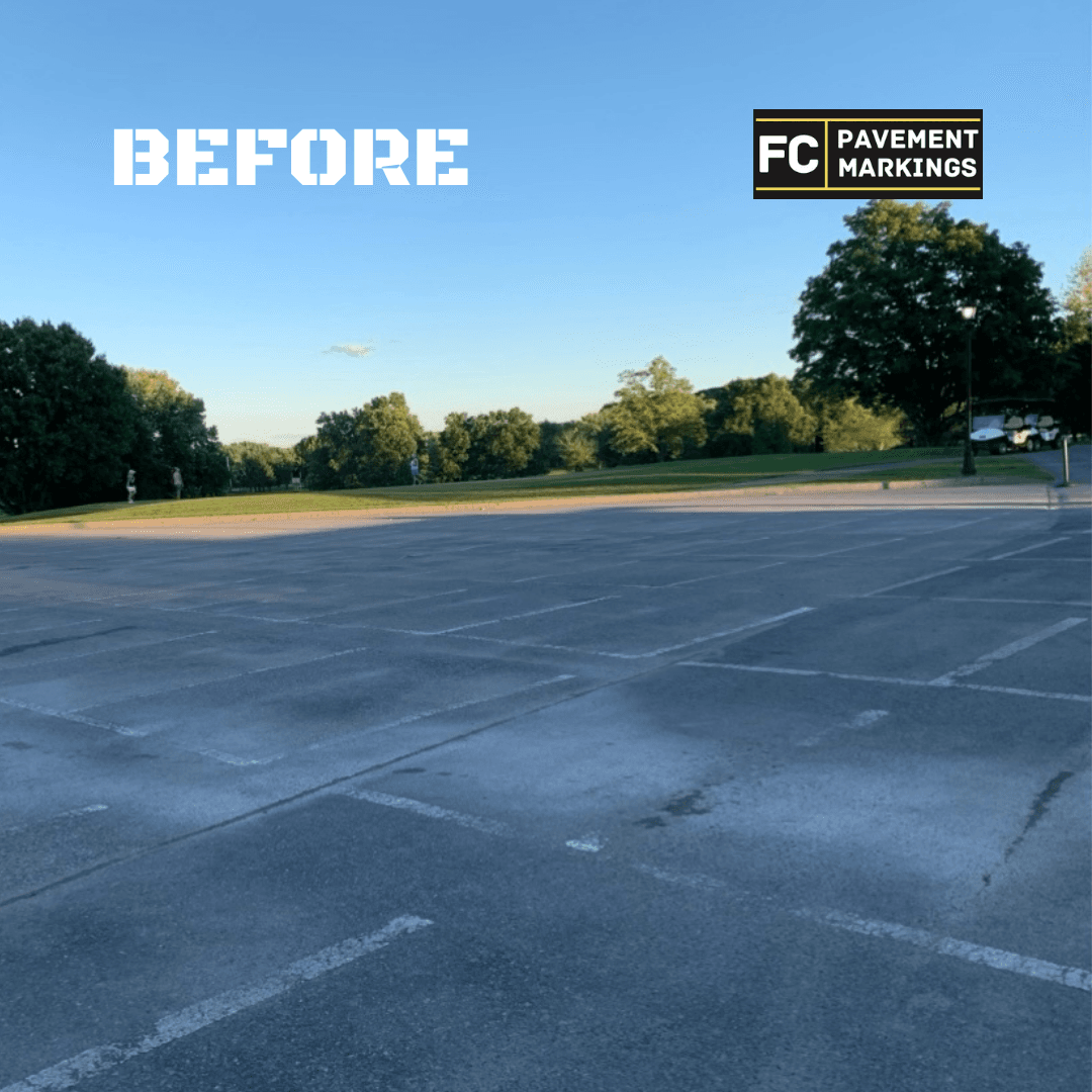 Golf cart parking corral lines before restriping