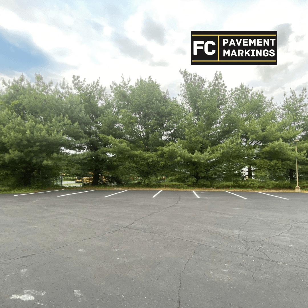 Back lot after commercial line striping in Clifton Park NY